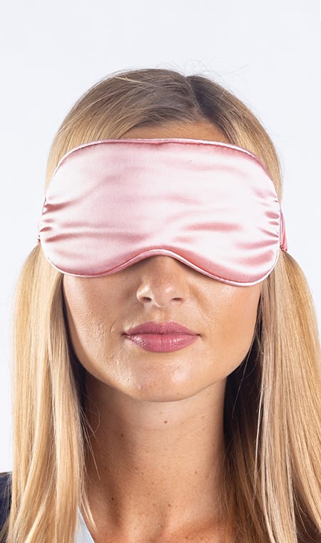 Hedvábná maska na spaní růžová